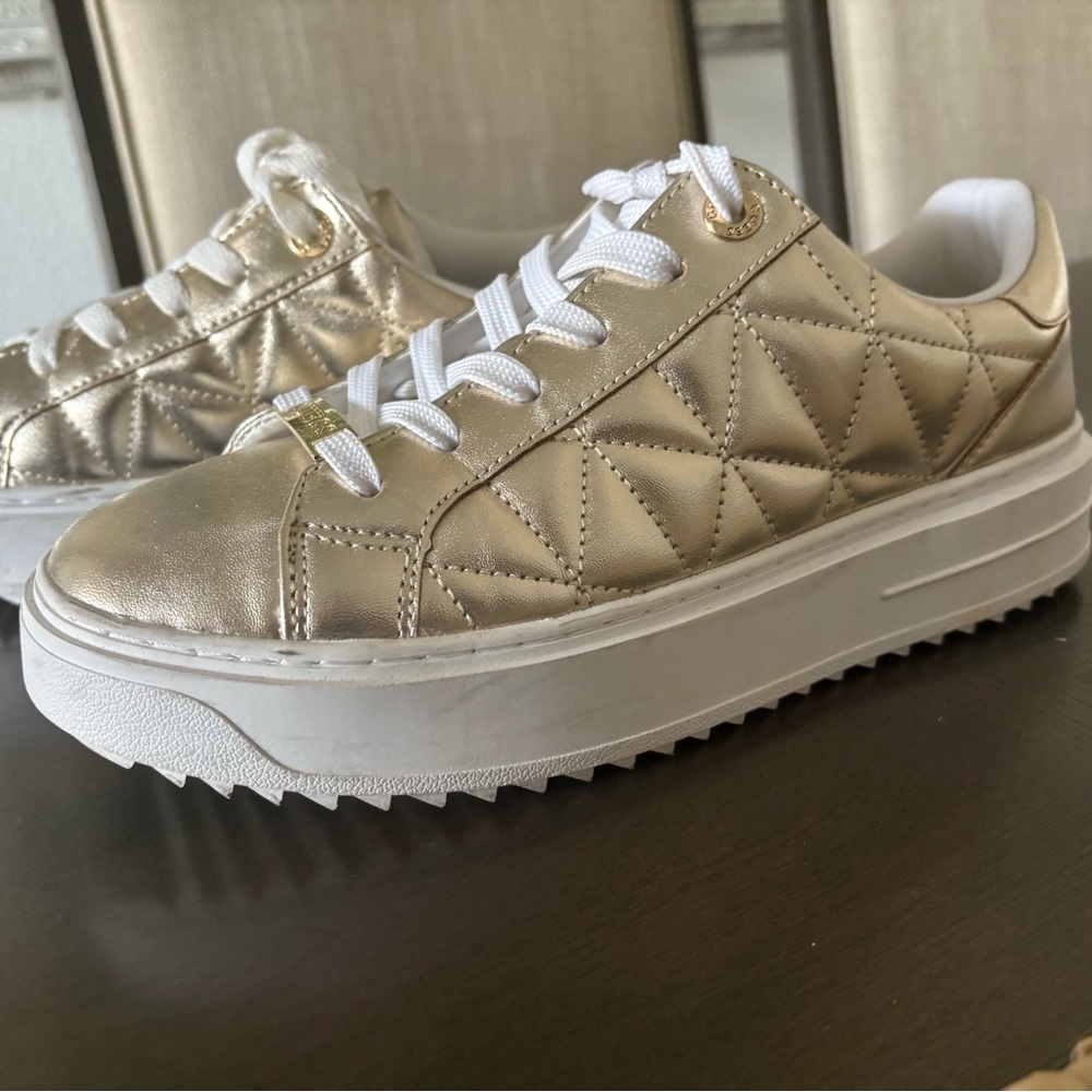 Gold Quilted Women's Sneakers